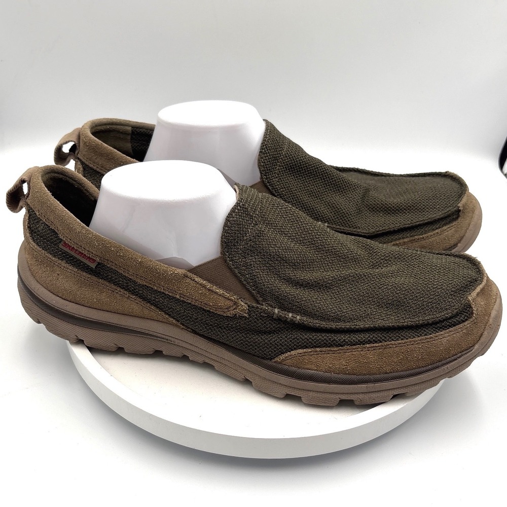 Skechers Loafers 14 Olive Gorpcore Relaxed Fit Memory Foam 64365 Slip On Shoes
